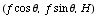 (f cos θ, f sin θ, H) 