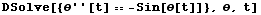 DSolve[{θ''[t]  -Sin[θ[t]]}, θ, t]