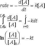 Image result for 1st order integrated rate law equation