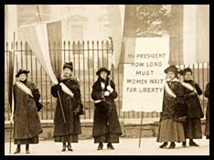 Suffragists picketing in front of the White House. Harris & Ewing. 1917