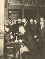 Alexander Graham Bell Speaking on the Phone, 1892. Gilbert H. Grosvenor Collection, Prints and Photographs Division, Library of Congress. 