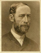 "Heinrich Hertz of Germany who was the first to demonstrate that when an electric spark jumps through the air it causes electric waves in the ether similar to waves in water when a stone is thrown into a pond. The electric waves travel at the rate of 183.000 miles per second and make radio messages possible."   Photo from Library of Congress.