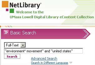 Netlibrary search screen