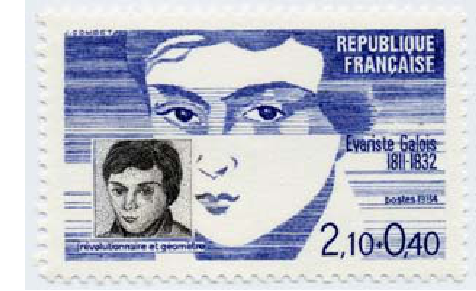 French stamp honoring Evariste Galois