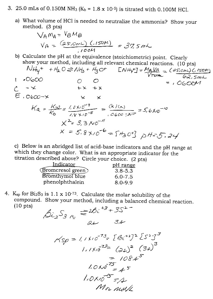 Exam 3 Review Answer Key